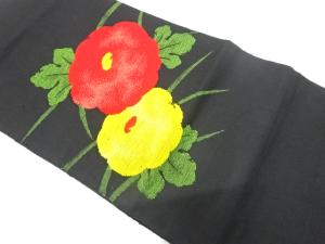 手織り紬　万寿菊模様織り出し　名古屋帯